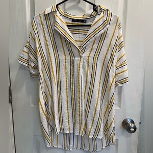 Doe & Rae Yellow and Navy Striped Top